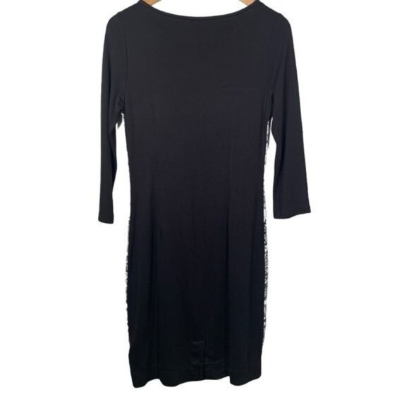 H&M Black White Colorblock Floral Sheath Dress M Workwear Fall - Picture 3 of 10